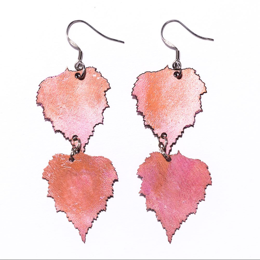 Koivunlehti -korvakorut v.pun/pronssi